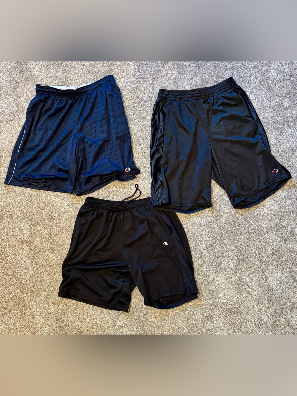 Champion Men’s Black Athletic Mesh Shorts - 3-Pack